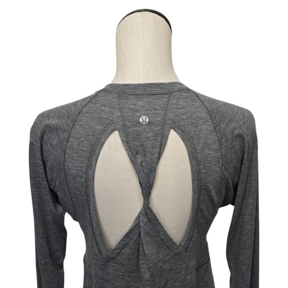 Lululemon Women's 6 Stop Drop & Squat Top Long Sleeve Grey Thumbholes Twist Back - Picture 7 of 8